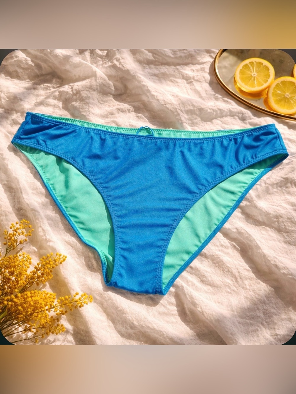 Bikini Bottom XL Reversible “No Boundaries” Turquoise Green Swimwea Low-rise Cut